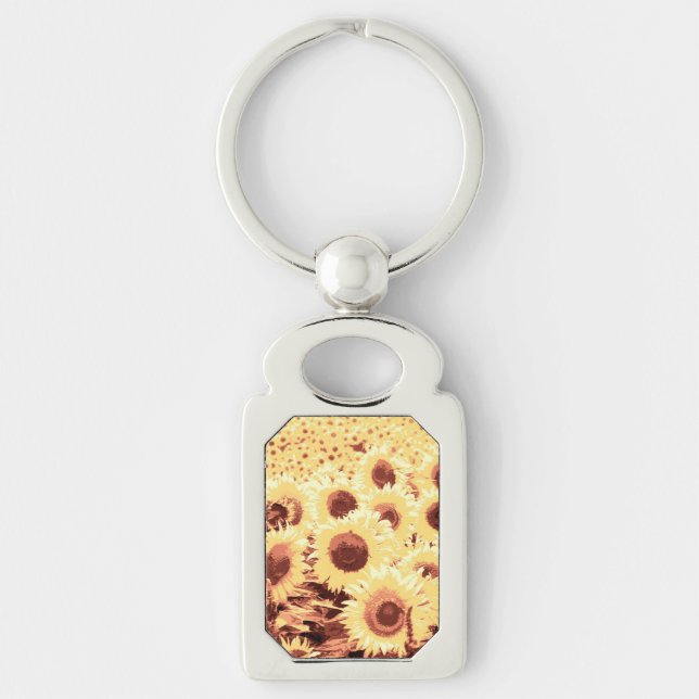 Porte-clés Champ de tournesol - brun, or et jaune (Devant)