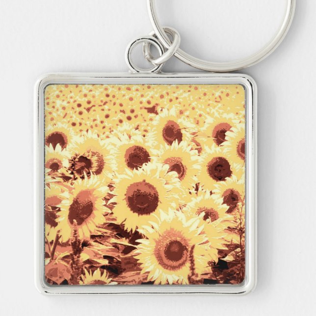 Porte-clés Champ de tournesol - brun, or et jaune (Devant)