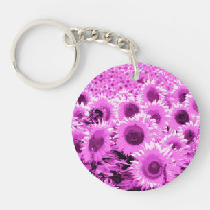 Porte-clés Champ de tournesol - violet, orchidée et violet