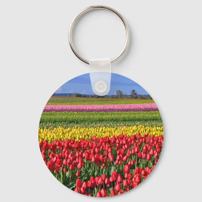 Porte-clés Champ de tulipe coloré (Recto)