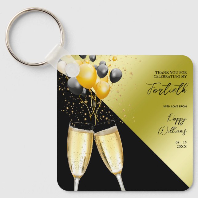 Porte-clés Champagne et Ballons 40e Anniversaire (Recto)