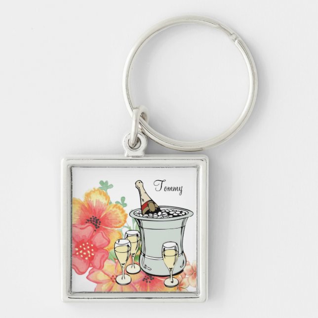 Porte-clés Champagne Floral Tie Key Chain! (Devant)