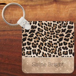 Porte-clés Champagne Glitz Crème Leopard