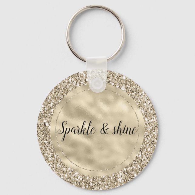 Porte-clés Champagne Gold Glitzy Glitter (Recto)
