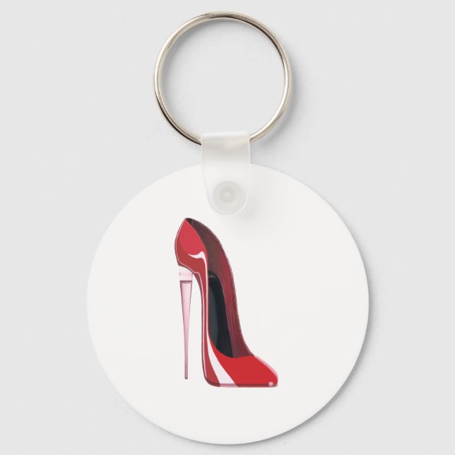Porte-clés Champagne heel red stiletto shoe art (Recto)