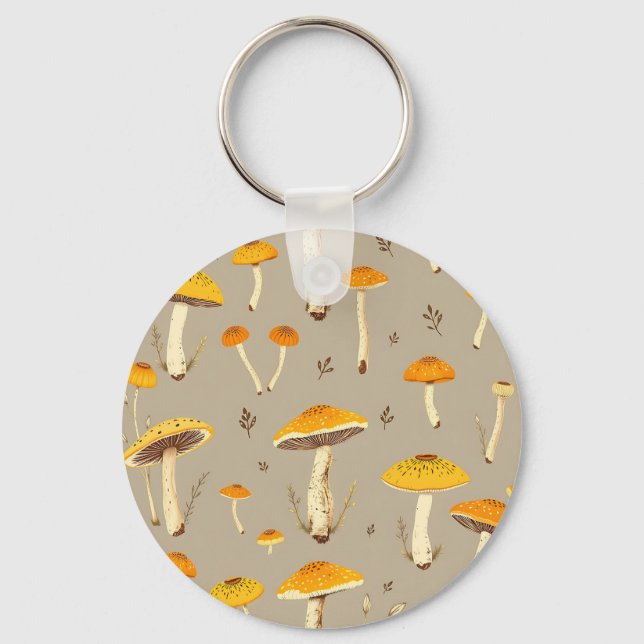 Porte-clés Champignon Jaune Ocre Botanique Fantaisiste de la  (Recto)