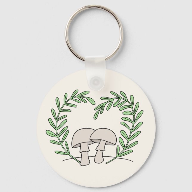 Porte-clés Champignons avec Feuilles de fougère (Recto)