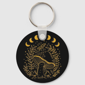 Porte-clés Champignons Boho, Champignons Hippie, Lune Mystiqu
