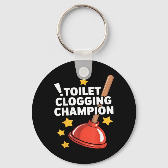 Porte-clés Champion de l'obstruction des toilettes Humour de  (Recto)