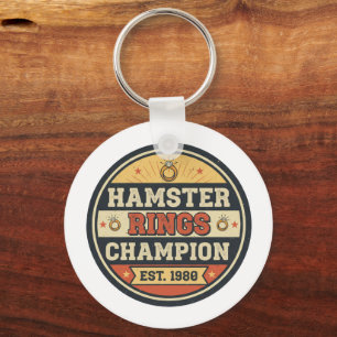 Porte-clés Champion des Anneaux de Hamster Badge Rétro