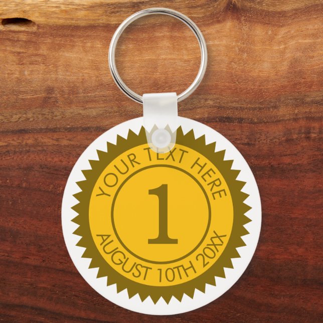 Porte-clés champion médaillé d'or vainqueur 1ère place vainqu (Recto)