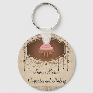 Porte-clés Chandelier cadre Cupcake rose et Brown Damas