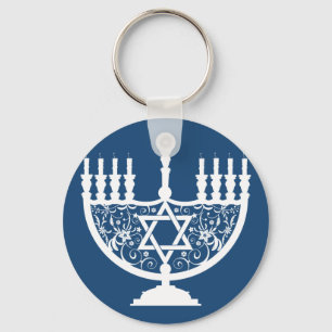 Porte-clés Chandelier élégant de Hanukkah avec étoile de Davi