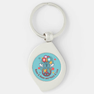 Porte-clés Changer de nom Texte Paix Amour Boho Hippie Doves