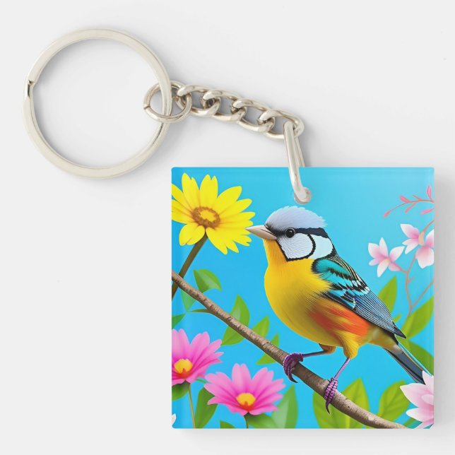 🐦 Porte-clés chanson fleurissante Nature Cadeau � (Devant)
