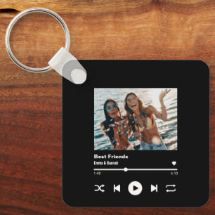 Porte-clés Chanson personnalisée QR Code Besties Photo d'amit
