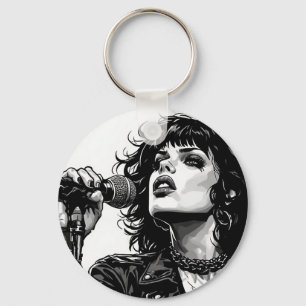 Porte-clés Chanteuse Goth Punk Style Graphique Rétro
