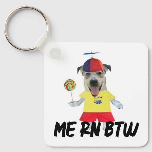 Porte-clés Chapeau à hélice de chien citation drôle (Recto)
