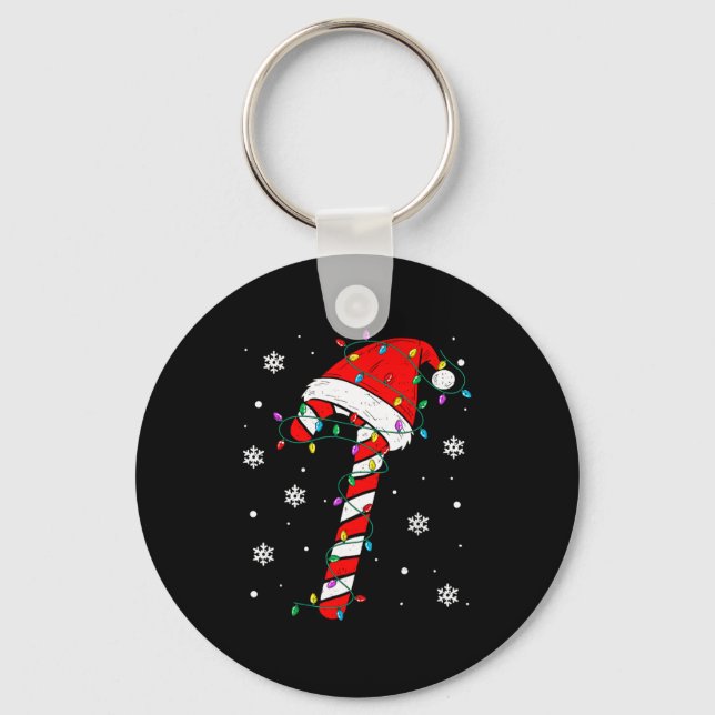 Porte-clés Chapeau de bonbon de Noël Santa Xmas Fête Enfant e (Recto)