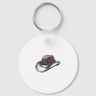 Porte-clés Chapeau de cowboy patriotique vintage Fleur Concep