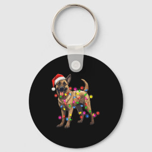 Porte-clés Chapeau de Noël de Santa pour chien Malinois belge