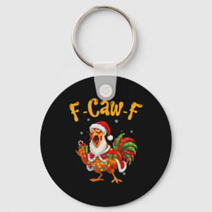 Porte-clés Chapeau de Noël drôle de poulet F-caw-f Santa Fun 