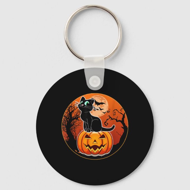 Porte-clés Chapeau de sorcière de chat noir Halloween mignon  (Recto)