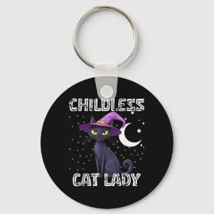 Porte-clés Chapeau de sorcière effrayant de chat sans enfants