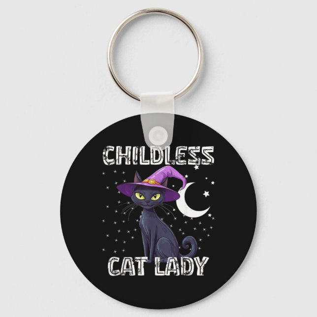 Porte-clés Chapeau de sorcière effrayant de chat sans enfants (Recto)