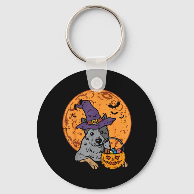 Porte-clés Chapeau de Sorcière Heeler Lune Citrouille Hallowe (Recto)