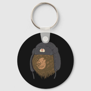 Porte-clés Chapeau en fourrure d'ours russe - Ushanka Chapka
