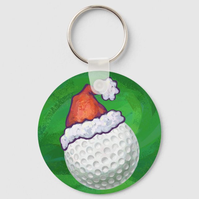Porte-clés Chapeaux de Noël de balles de golf (Recto)