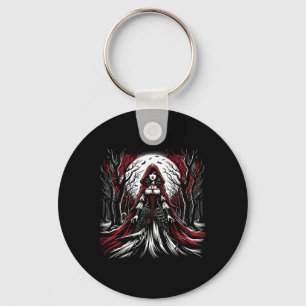 Porte-clés Chaperon gothique rouge à cheval noir Halloween Éf
