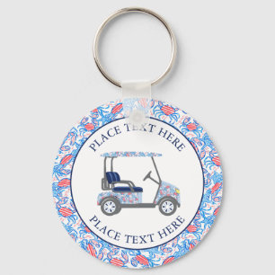 Porte-clés Chariot de golf aux crabes patriotiques chic