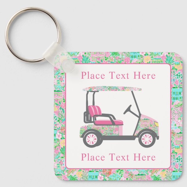 Porte-clés Chariot de golf Preppy Palm Beach (Recto)