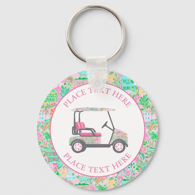 Porte-clés Chariot de golf Preppy Palm Beach (Recto)