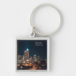 Porte-clés Charlotte North Carolina City Skyline Nuit
