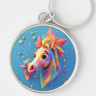 Porte-clés Charmante Cartoon Cheval Portrait Avec Étoiles