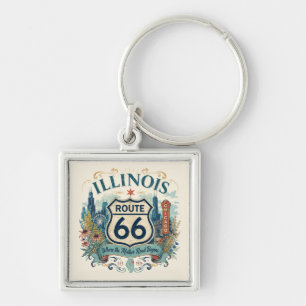 Porte-clés Charme Americana Bloom de la ville de l'Illinois R