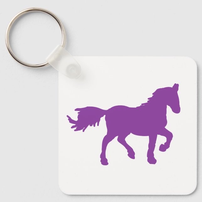 Porte-clés charme cheval zodiaque violet (Recto)