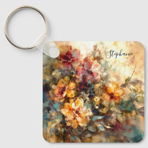 Porte-clés Charme de aquarelle florale personnalisé