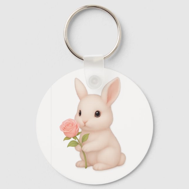Porte-clés Charme de lapin mignon et lunatique (Recto)