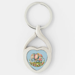 Porte-clés Charme de Prairie Florale à l'Éléphant Patchwork