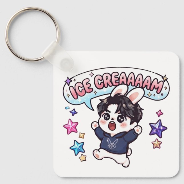 Porte-clés Charme de sac Fandom Stray Rabbit Glace K-Pop (Recto)
