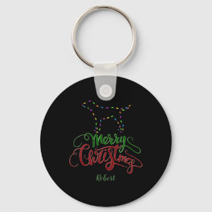 Porte-clés Charme Joyeux Noël Ampoules Chien Monogramme Tod
