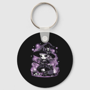 Porte-clés Charmes mystiques Halloween sorcière graphique