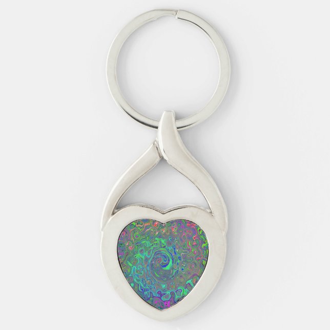 Porte-clés Chartreuse et bleu rétro liquide tourbillonnant ps (Devant)