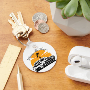 Porte-clés Chasing Horizon Vintage Muscle Car coucher de sole
