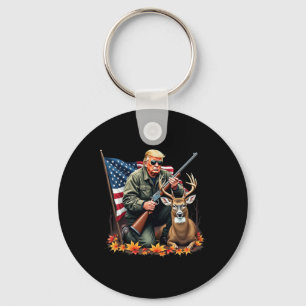 Porte-clés Chasse à la saison des cerfs Vintage Trump Drapeau