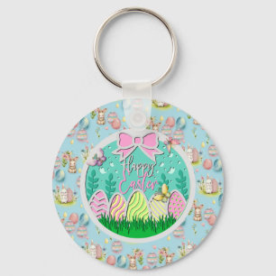 Porte-clés Chasse aux œufs de Pâques mignonne et papillons co